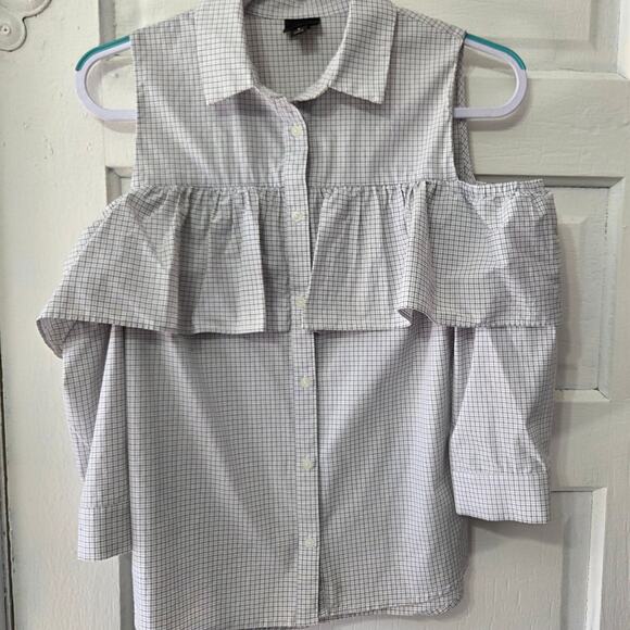 Worthington button-front open shoulder Blouse womans size Small - Picture 3 of 8